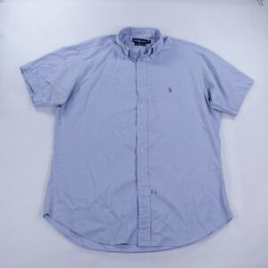 Vintage 90s Ralph Lauren Yarmouth Light Blue Pinpoint Oxford Shirt - Men's 17 33
